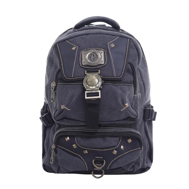 شنطة ظهر متعددة الإستخدامات قياس 20 إنش لون كحلي 20'' Canvas Leather Backpack - Travel Backpack/Rucksack - Casual Daypack College Campus - PARA JOHN - SW1hZ2U6NDM4Nzg0