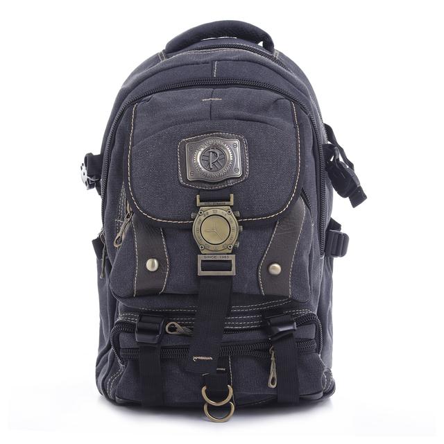 PARA JOHN 20'' Canvas Leather Backpack - Travel Backpack/Rucksack - Casual Daypack College Campus - SW1hZ2U6NDM5MDMy
