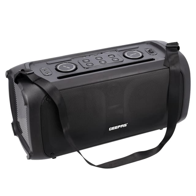 Geepas Portable And Rechargeable Professional Speaker, GMS11171 | Bluetooth/USB/TF Card/FM/TWS | Microphone & Guitar Input Jack | 7.4V 3600mAh Lithium Battery