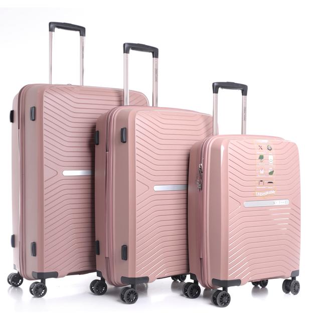 طقم حقائب سفر 3 حقائب مادة PP بعجلات دوارة (20 ، 24 ، 28) بوصة لون القهوة PARA JOHN - Travel Luggage Suitcase Set of 3 - Trolley Bag, Carry On Hand Cabin Luggage Bag - Lightweight (20 ، 24 ، 28) inch - SW1hZ2U6NDM3Nzkw