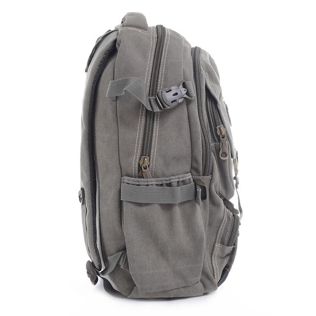 شنطة ظهر متعددة الإستخدامات قياس 18 إنش لون بيج 18'' Canvas Leather Backpack - Travel Backpack/Rucksack - Casual Daypack College Campus - PARA JOHN - SW1hZ2U6NDM4OTc2