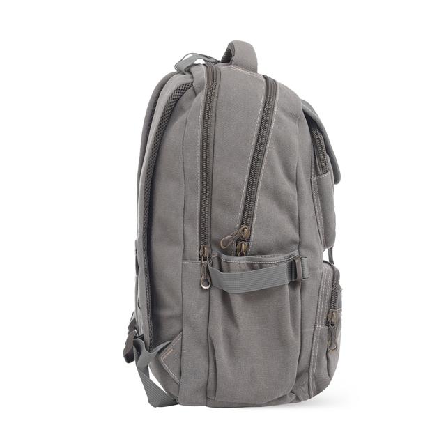 شنطة ظهر متعددة الإستخدامات قياس 18 إنش لون رمادي 18'' Canvas Leather Backpack - Travel Backpack/Rucksack - Casual Daypack College Campus - PARA JOHN - SW1hZ2U6NDM4NzY0