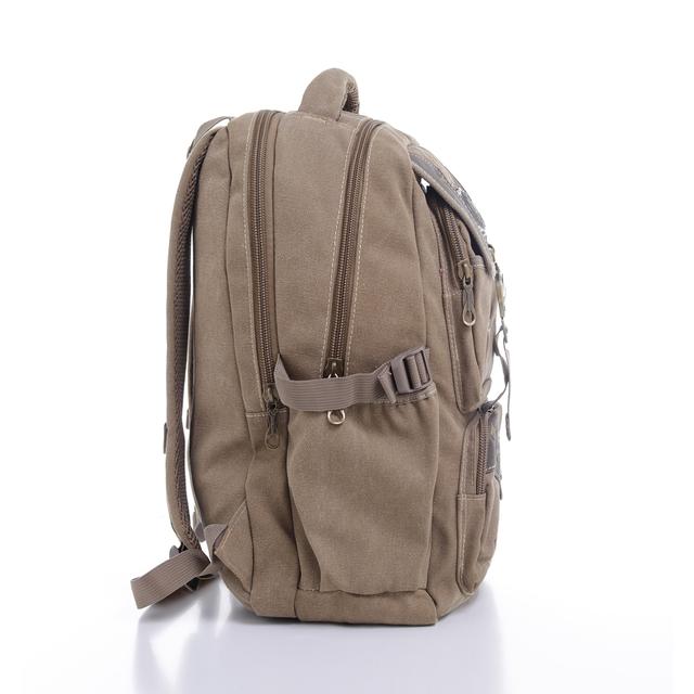 شنطة ظهر متعددة الإستخدامات قياس 18 إنش لون بيج 18'' Canvas Leather Backpack - Travel Backpack/Rucksack - Casual Daypack College Campus - PARA JOHN - SW1hZ2U6NDM4Nzc3