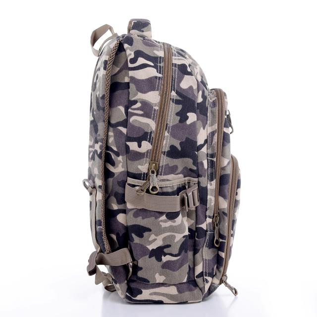 شنطة ظهر متعددة الإستخدامات قياس 20 إنش لون مموه 20’’ Canvas Leather Backpack Travel Backpack Casual Daypack College Campus - PARA JOHN - SW1hZ2U6NDM4ODY2