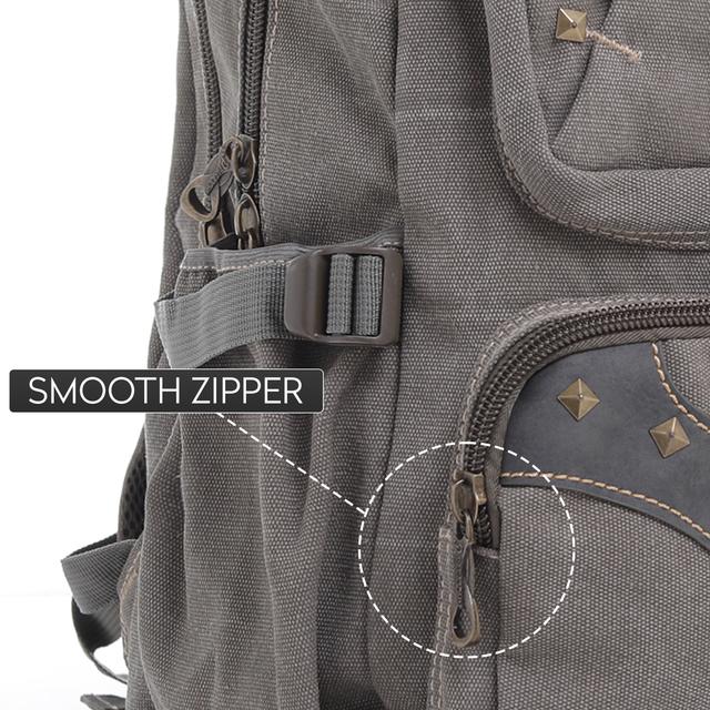 شنطة ظهر متعددة الإستخدامات قياس 18 إنش لون رمادي 18'' Canvas Leather Backpack - Travel Backpack/Rucksack - Casual Daypack College Campus - PARA JOHN - SW1hZ2U6NDM4NzYy