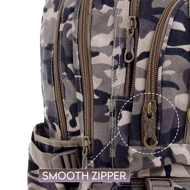 شنطة ظهر متعددة الإستخدامات قياس 20 إنش لون مموه 20'' Canvas Leather Backpack - Travel Backpack/Rucksack - Casual Daypack College Campus - PARA JOHN - SW1hZ2U6NDM4ODM4