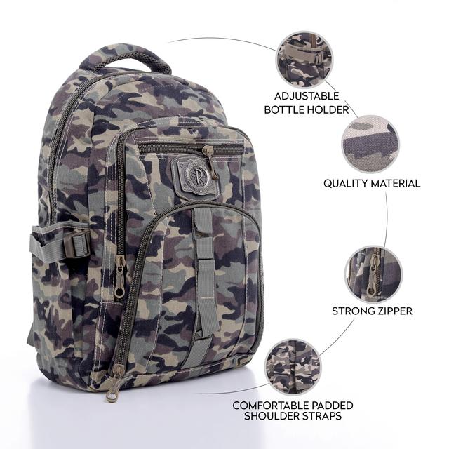 شنطة ظهر متعددة الإستخدامات قياس 18 إنش لون مموة 18'' Canvas Leather Backpack - Travel Backpack Casual Daypack College Campus - PARA JOHN - SW1hZ2U6NDM4NzEw