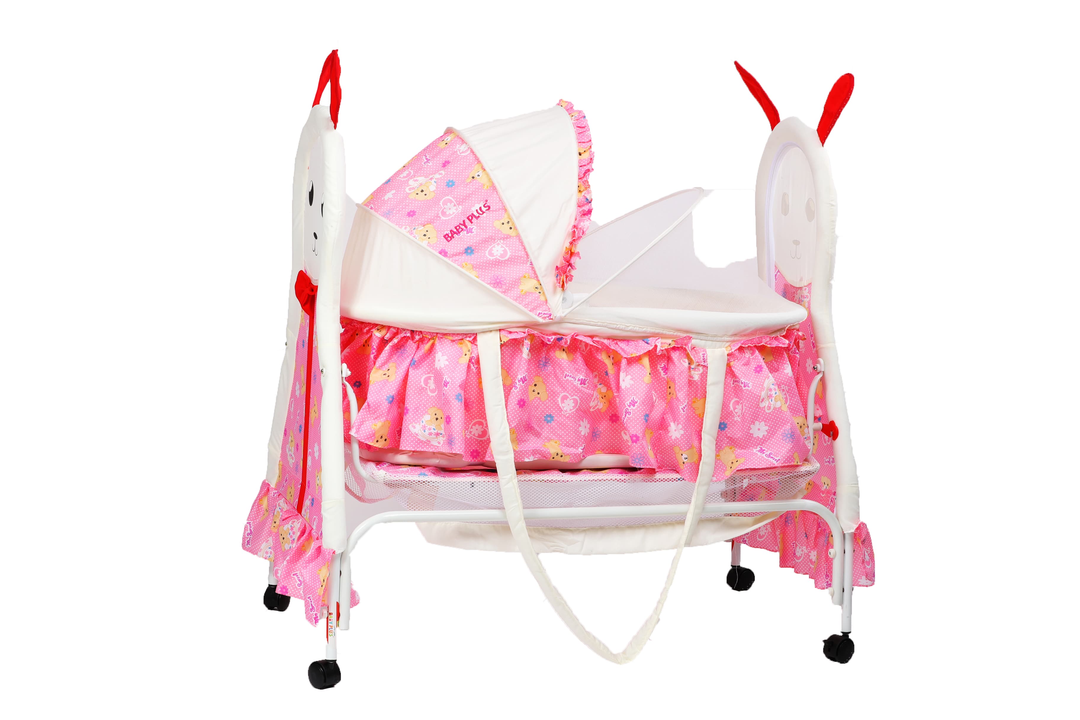 Baby Plus Baby Swing Cradle Cum Crib With Removable Mosquito Net - Pink - Baby Cradle, Cradle, Baby