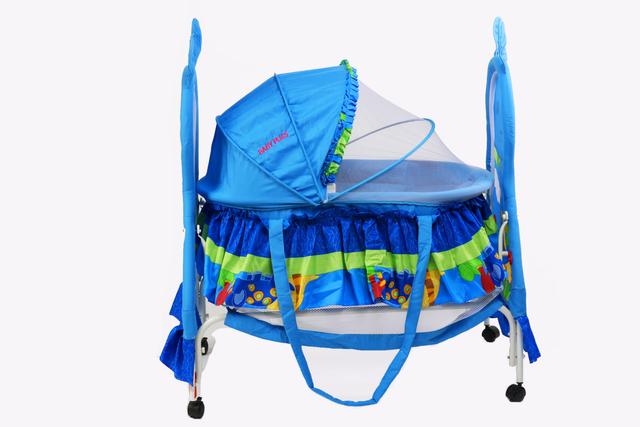 Baby Plus Baby Swing Cradle Cum Crib With Removable Mosquito Net-Blue - Baby Cradle, Cradle, Baby - SW1hZ2U6NDQzOTA0