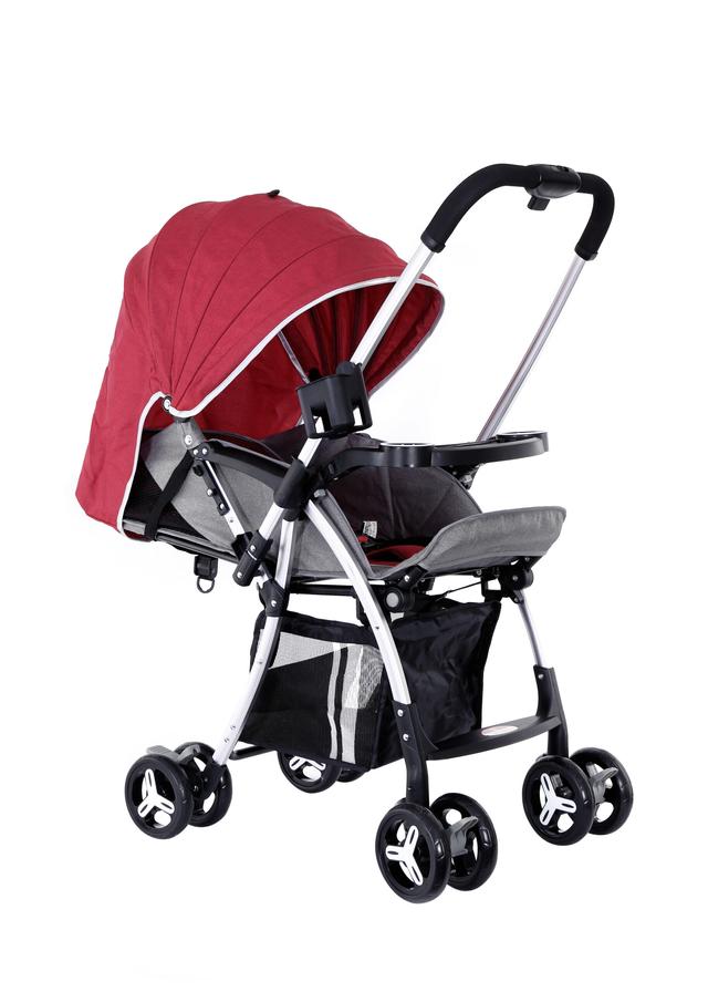 Baby Plus Red Stroller Cum Pram, 0-36 M - SW1hZ2U6NDU1NzM2