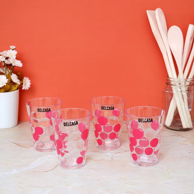 Delcasa 4Pcs 270Ml Plastic Cup - Portable Comfortable Grip Water Cup Drinking Glass - SW1hZ2U6NDQ4NDU0