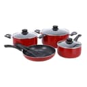 Delcasa Non-Stick Cookware Set, 9pcs, DC1995 | 3 Layer Durable Aluminium Construction | Tempered Glass Lid With Steel Frame | CD Bottom | Bakelite Handle | Dishwasher Safe