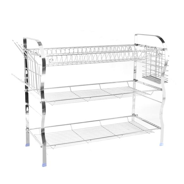 Delcasa 3 Layer Wall Mount Dish Rack, Stainless Steel, DC2093 | Iron Construction | PP Drain Board | Stainless Steel Compact Dish Drainer For Kitchen | Utensil Holder Such As Forks, Spoons, Knife, Hanging Mugs, Bowls, Small Skillets - SW1hZ2U6NDQyNzU3