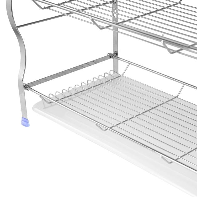 Delcasa 3 Layer Wall Mount Dish Rack, Stainless Steel, DC2093 | Iron Construction | PP Drain Board | Stainless Steel Compact Dish Drainer For Kitchen | Utensil Holder Such As Forks, Spoons, Knife, Hanging Mugs, Bowls, Small Skillets - SW1hZ2U6NDQyNzYz