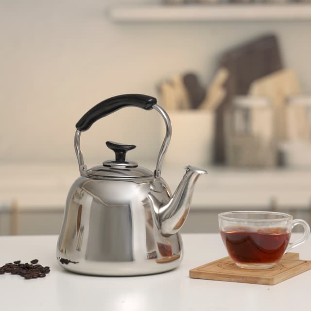 إبريق شاي ستانلس ستيل - 1.5 لتر Stainless Steel Whistling Kettle, 1.5L Capacity - Delcasa - 191959