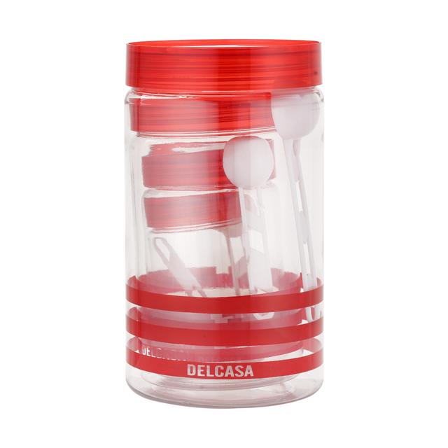 Delcasa Canister Set 5 Pcs, Pet Plastic Transparent, DC2185 | Lightweight, Easy To Clean | Air Tight Kitchen Food Cereal Containers | Ideal For Flour, Sugar, Coffee, Candy, Spice Jars - SW1hZ2U6NDM5NjE1