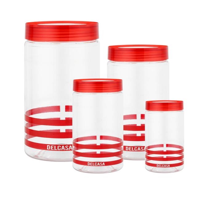 Delcasa Canister Set 5 Pcs, Pet Plastic Transparent, DC2185 | Lightweight, Easy To Clean | Air Tight Kitchen Food Cereal Containers | Ideal For Flour, Sugar, Coffee, Candy, Spice Jars - SW1hZ2U6NDM5NjE5