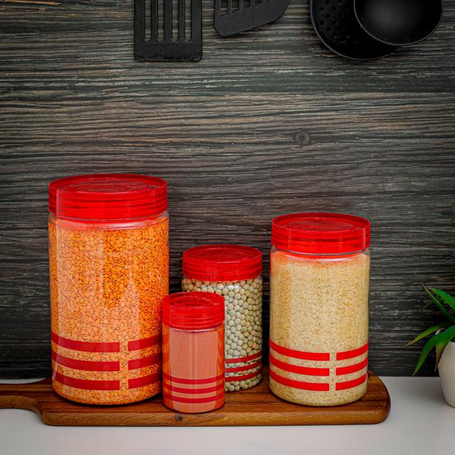 Delcasa Canister Set 5 Pcs, Pet Plastic Transparent, DC2185 | Lightweight, Easy To Clean | Air Tight Kitchen Food Cereal Containers | Ideal For Flour, Sugar, Coffee, Candy, Spice Jars - SW1hZ2U6NDM5NjA3