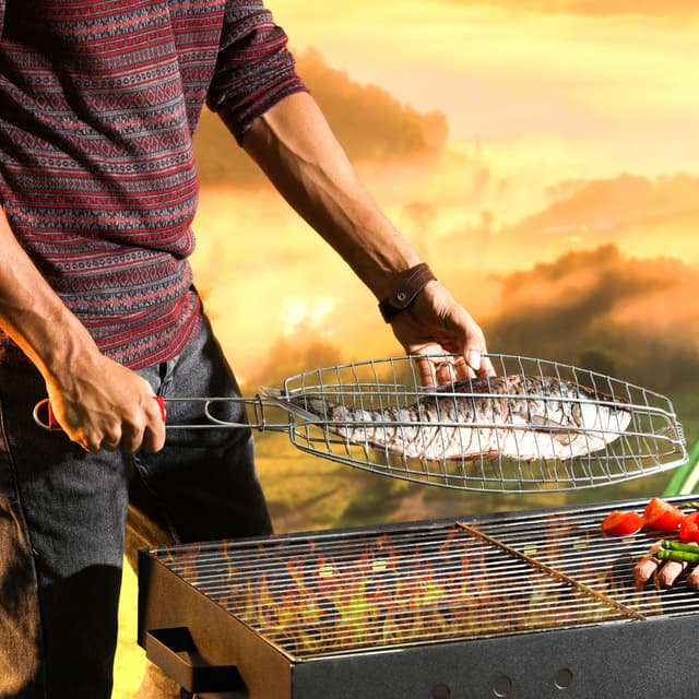 شبك لشواء السمك 6×14 سم Delcasa Fish Barbecue Grill