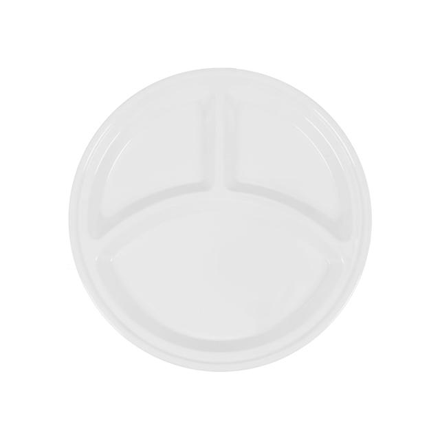 Delcasa 12.5-Inch Round Mess Tray, Dishwasher Safe, DC2331 - Divided Serving Dish, Portable Platter, 3 Round Compartment Appetizer Serving Tray, Durable and Chip Resistant, Sauce Dishes for Restaurant Kitchen - SW1hZ2U6NDQ0NDEw