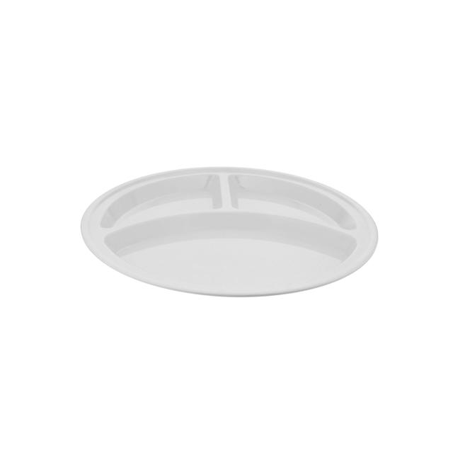 Delcasa 12.5-Inch Round Mess Tray, Dishwasher Safe, DC2331 - Divided Serving Dish, Portable Platter, 3 Round Compartment Appetizer Serving Tray, Durable and Chip Resistant, Sauce Dishes for Restaurant Kitchen - SW1hZ2U6NDQ0NDIw