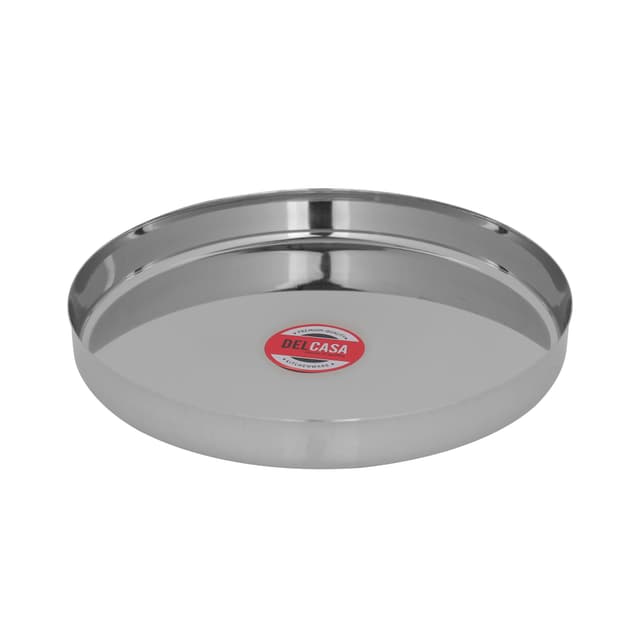 Delcasa 10 Inch Bidding Thali, Stainless Steel, DC2436 | Stainless Steel Plate For Eating, Camping, Adults And Kids | Round, Durable, Lightweight, Easy to Clean High Quality Stainless Steel Plate - 295570