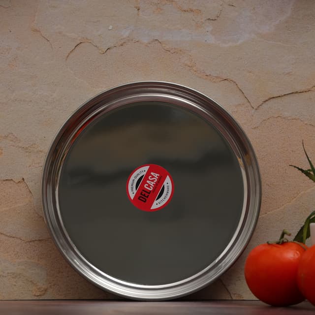 Delcasa 10 Inch Bidding Thali, Stainless Steel, DC2436 | Stainless Steel Plate For Eating, Camping, Adults And Kids | Round, Durable, Lightweight, Easy to Clean High Quality Stainless Steel Plate - 193597