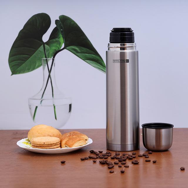 مطارة ماء ( حافظة ماء ) 1 لتر - فضي Royalford  - Stainless Steel Vacuum Bottle - Stainless Steel Flask & Water - SW1hZ2U6NDM5ODk2