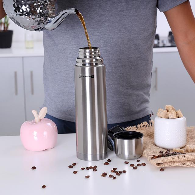 مطارة ماء ( حافظة ماء ) 1 لتر - فضي Royalford  - Stainless Steel Vacuum Bottle - Stainless Steel Flask & Water