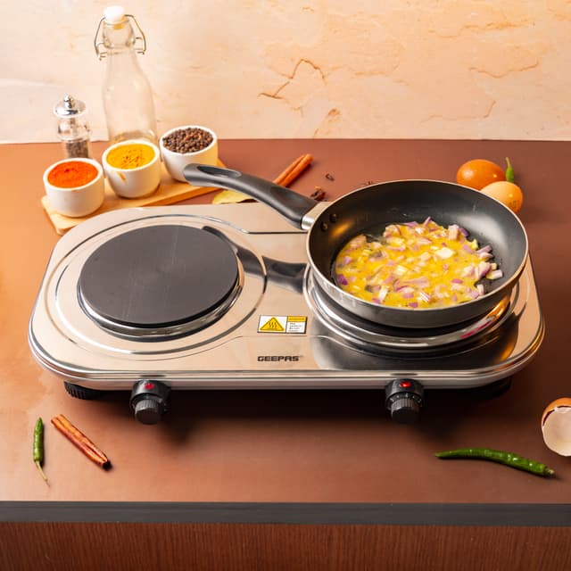 موقد كهربائي ( 2500W ) Geepas - Stainless Steel Double Hot Plate - 194530