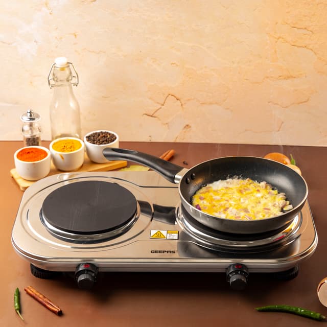 موقد كهربائي ( 2500W ) Geepas - Stainless Steel Double Hot Plate - 194528