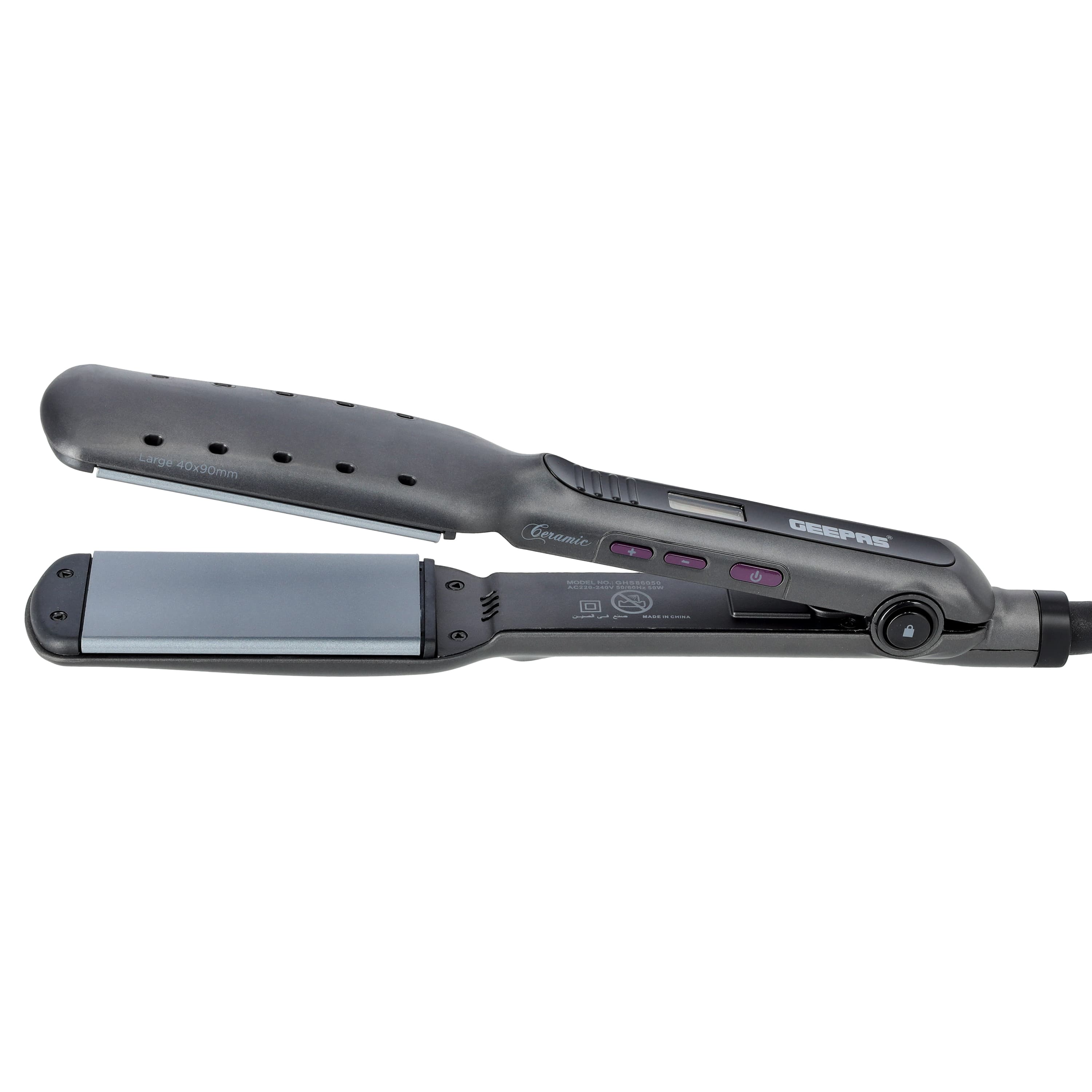 Geepas Wet And Dry Straightener, GHS86050 | Ceramic Coated Plate | Ionic Function | Swivel Cord | Hanging Loop | Adjustable Temperature | LCD Display