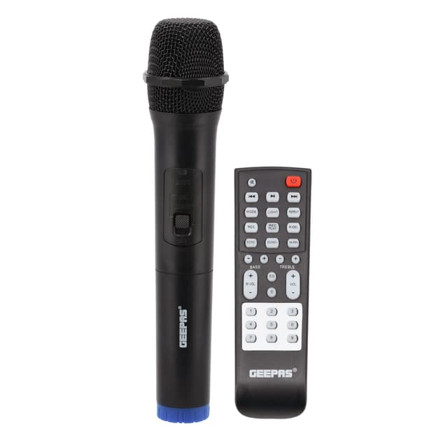 Geepas Portable And Rechargeable Professional Speaker, GMS11171 | Bluetooth/USB/TF Card/FM/TWS | Microphone & Guitar Input Jack | 7.4V 3600mAh Lithium Battery