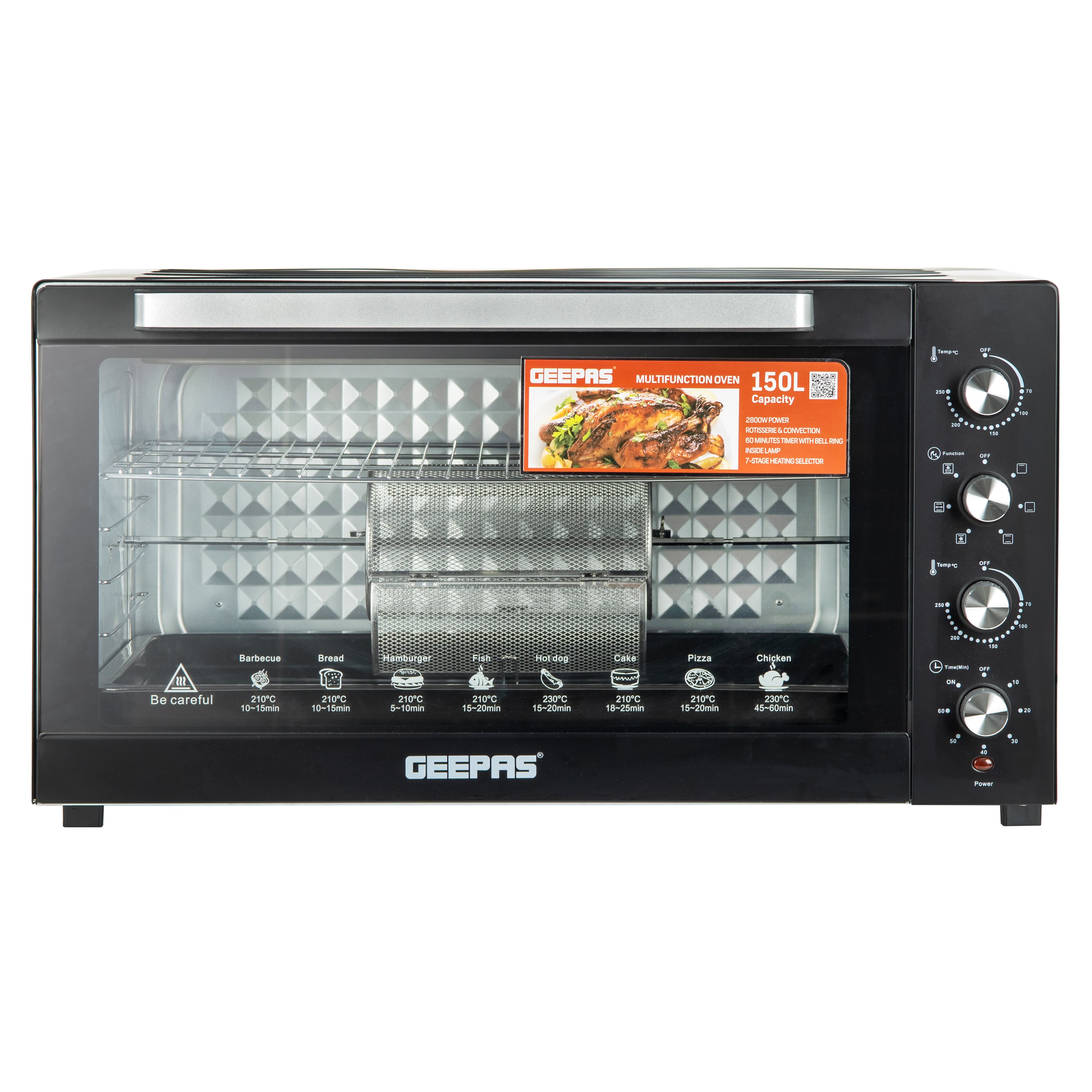 فرن كهربائي كبير للمطاعم  150 لتر 2800 واط جيباس Geepas 2800W 150L Big Electric Oven