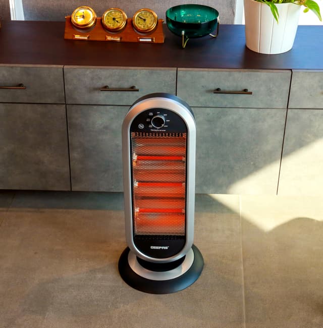 Geepas Quartz Heater, Adjustable Thermostat, GQH28523 - Instant Heating, Automatic Tip-Over Protection ,400W/800W/1200W Heating Power, Wide Angle Oscillation - 192332