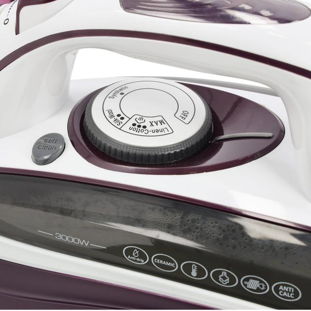 Geepas Ceramic Steam Iron, Temperature Control, GSI24025 - Ceramic Sole Plate, Wet and Dry, Self-Cleaning Function, 3000W, Powerful Steam Burst, 400ml Water Tank, 2 Years Warranty - SW1hZ2U6NDUxMjYw