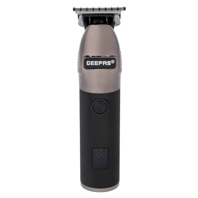 Geepas Rechargeable Hair Clipper with LED Display, GTR56028 | Lithium Battery, 120mins Working | Stainless Steel Blades | Travel Lock | USB Charging | 4 Guide Combs