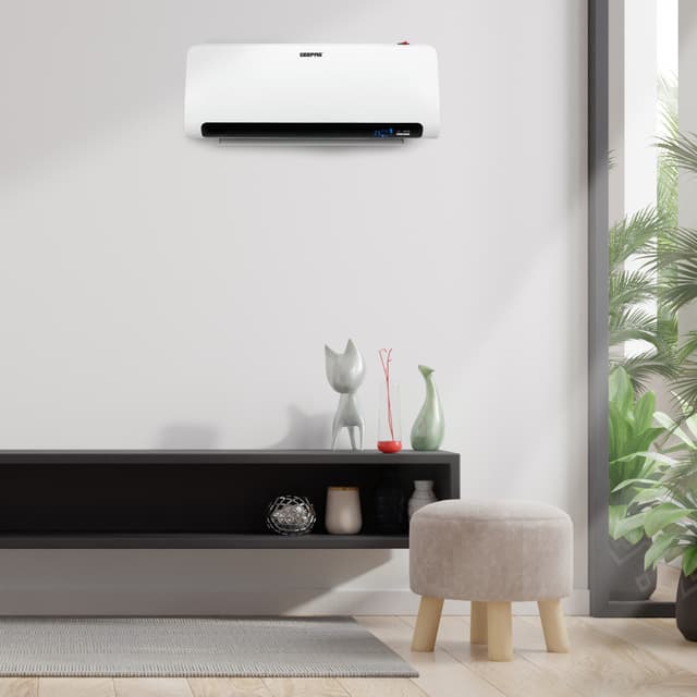 Geepas PTC Ceramic Wall Heater, LED Temperature Display, GWH28518 - 7.5 Hours Timer, 2200W Power, Remote Control, Temperature Control