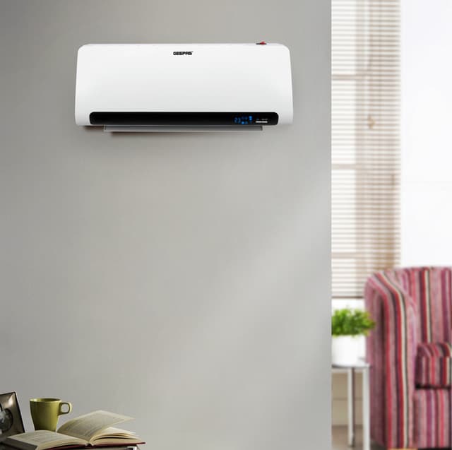 Geepas PTC Ceramic Wall Heater, LED Temperature Display, GWH28518 - 7.5 Hours Timer, 2200W Power, Remote Control, Temperature Control