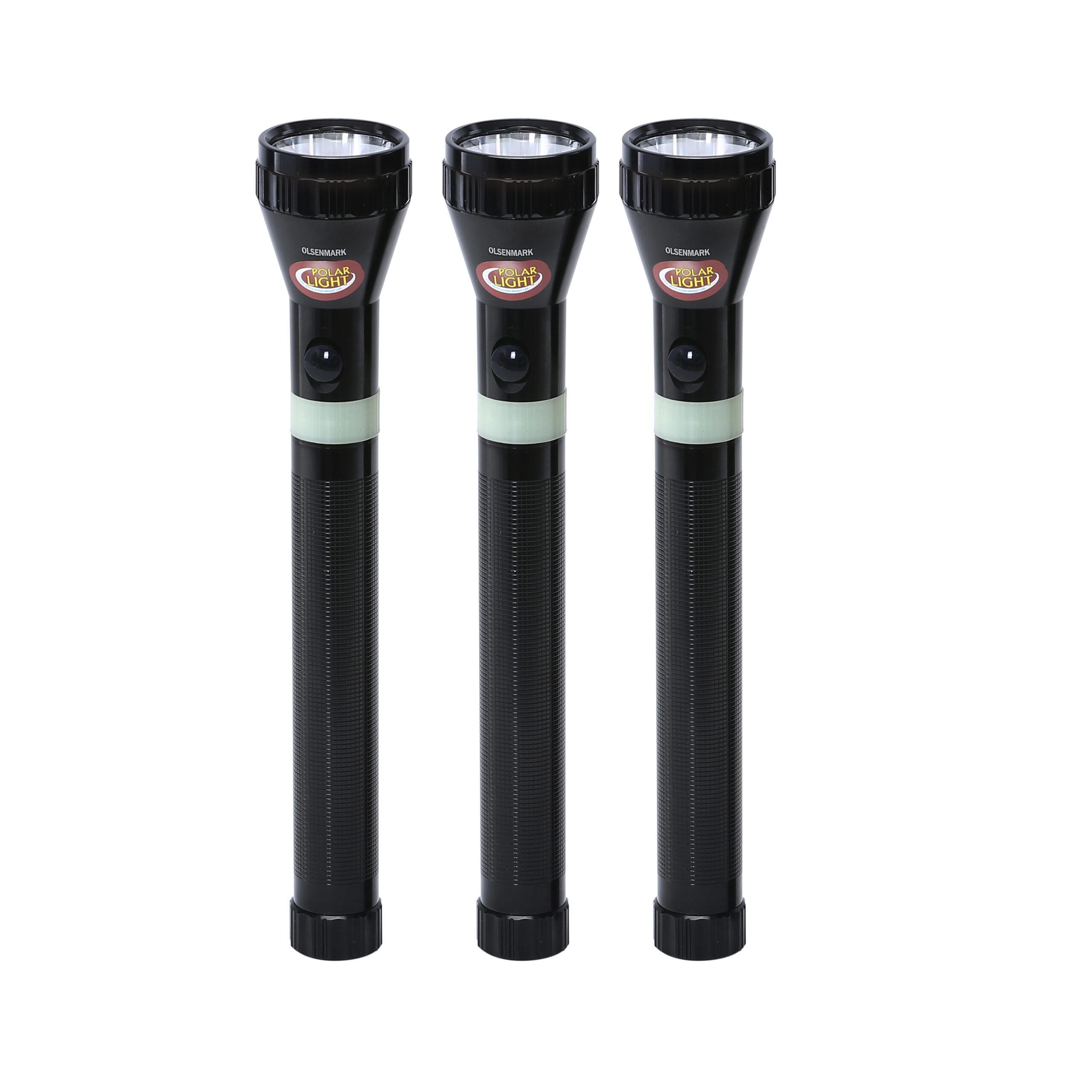 Olsenmark Rechargeable Led Flashlight - Super Bright Cree- Led Torch Light - 3Pcs - Built-In Battery