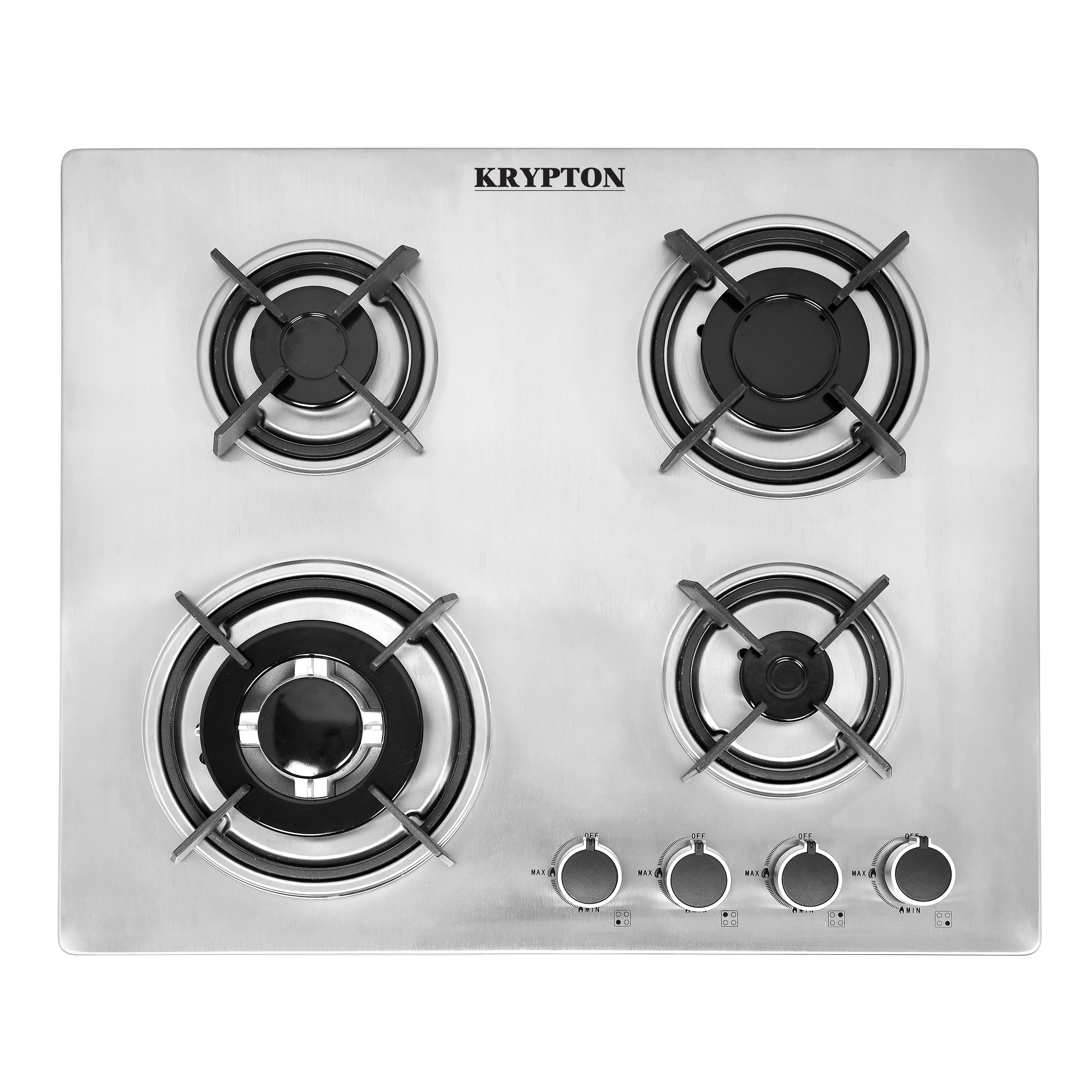 Krypton 2-in-1 Built-in Gas Hob, 4 Burners, KNGC6320 | Stainless Steel Top, Sabaf Burner & Cast Iron Pan Support | Low Gas Consumption | Pulse Ignition System