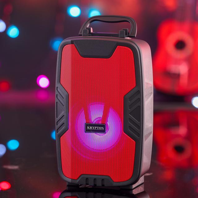 Krypton Portable And Rechargeable Speaker with Microphone, KNMS5202 - Bluetooth Connectivity, Portable Design with Trolley Handle & Wheels, Large Circle Dazzled LED Light, USB/TF/AUX - SW1hZ2U6NDUyNDk5