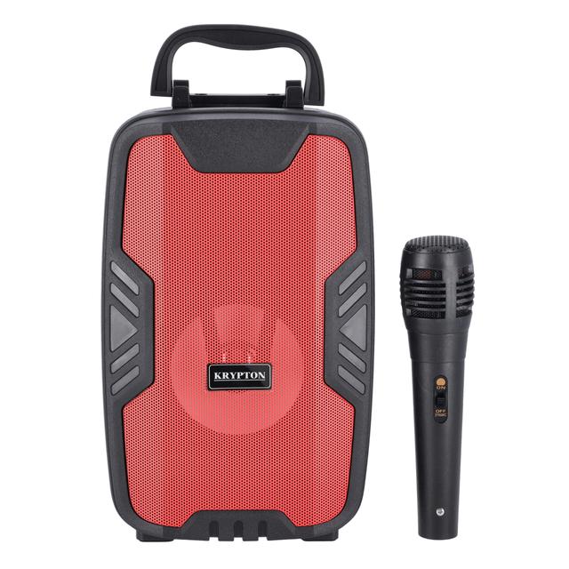 Krypton Portable And Rechargeable Speaker with Microphone, KNMS5202 - Bluetooth Connectivity, Portable Design with Trolley Handle & Wheels, Large Circle Dazzled LED Light, USB/TF/AUX - SW1hZ2U6NDUyNDk3