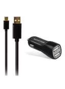 promate Car Charger, 3.1A Dual USB Port Car Charger with Micro-USB Sync and Charger Cable for Smartphone and Tablets Black