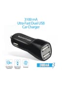 promate Car Charger, 3.1A Dual USB Port Car Charger with Micro-USB Sync and Charger Cable for Smartphone and Tablets Black
