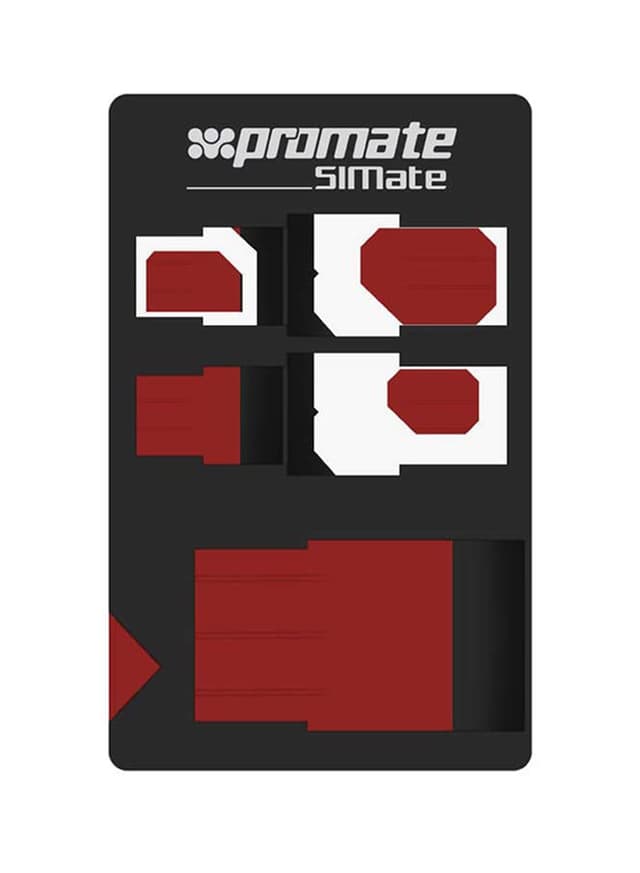 حامل بطاقة SIM/سيم 4 في 1 أسود/أحمر | SIMate Multifunction 4-In-1 Sim Card Holder