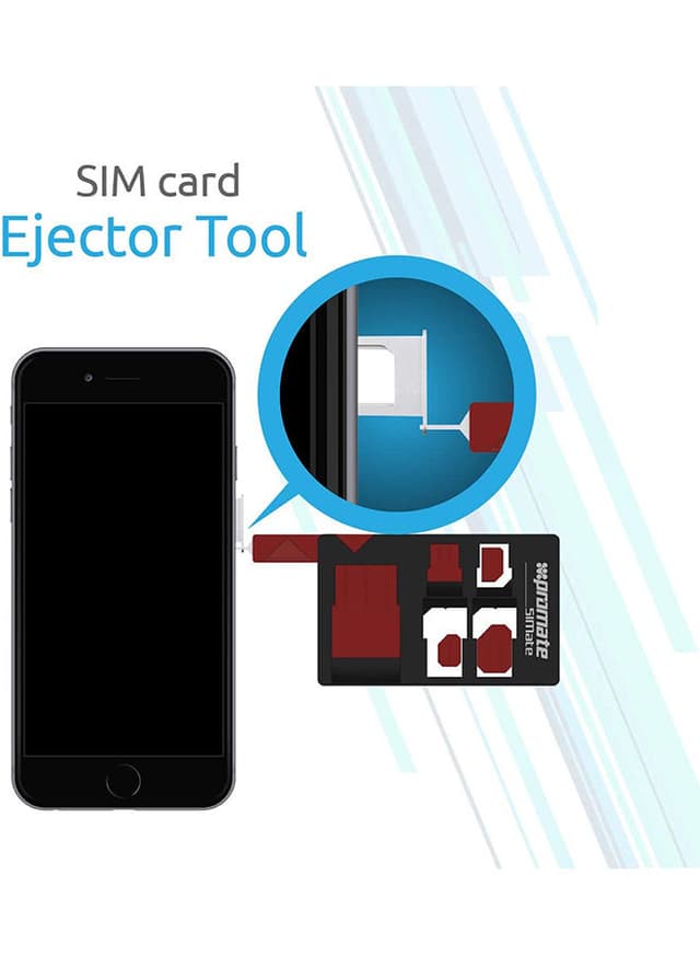 حامل بطاقة SIM/سيم 4 في 1 أسود/أحمر | SIMate Multifunction 4-In-1 Sim Card Holder
