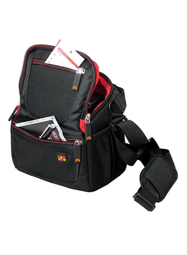 شنطة كاميرا نايلون مضادة للماء أسود Promate - Camera Shoulder Bag , DSLR/SLR for Sony Canon, Nikon – HandyPak1-S Black