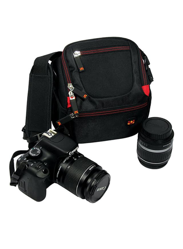 شنطة كاميرا نايلون مضادة للماء أسود Promate - Camera Shoulder Bag , DSLR/SLR for Sony Canon, Nikon – HandyPak1-S Black