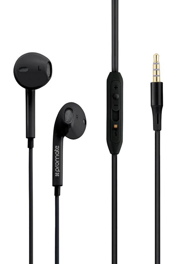 promate Earphones, In-Ear 3.5Mm Universal Crystal Sound And Noise Isolating Earbuds With In-Line Remote Volume Control Built-In Mic For Smartphones, Pc, Tablets, Laptops Black - SW1hZ2U6NTE2NDM3